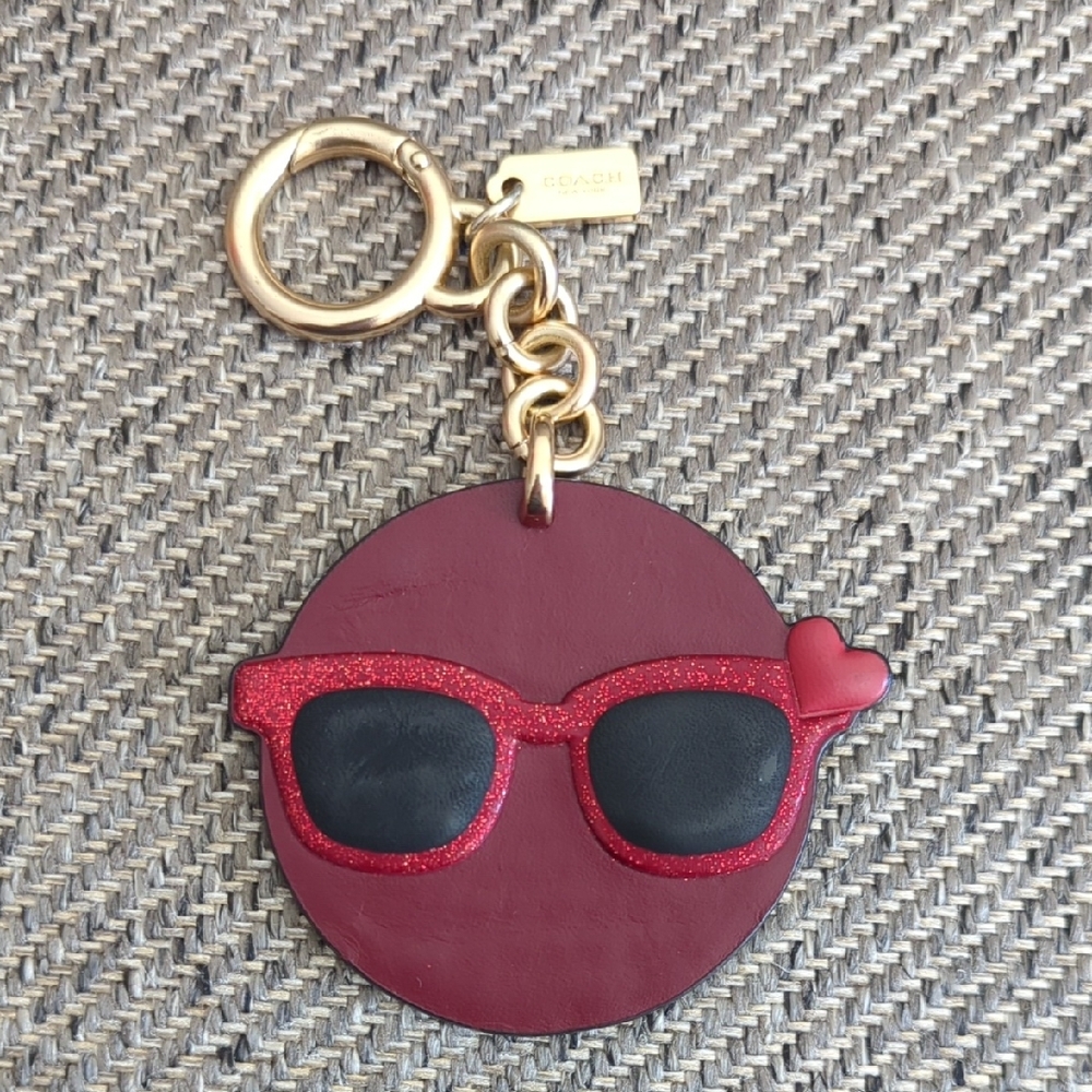Coach Burgundy and Black Leather Keychain